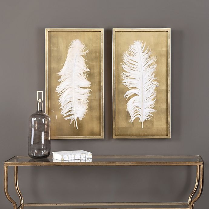 slide 2 of 2, Uttermost White Feathers Wall Panels, 2 ct