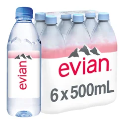Evian Natural Spring Water 6 - 16.9 fl oz Bottles