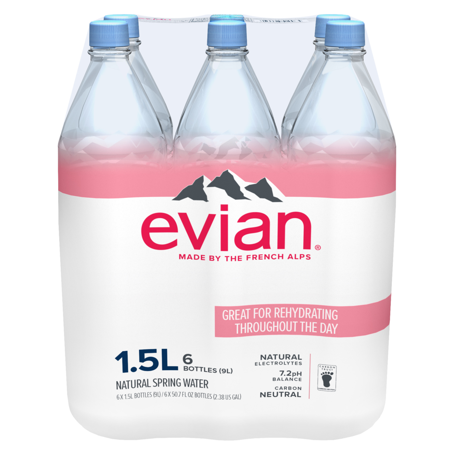 slide 6 of 8, Evian Natural Spring Water 6 - 1.5 l Bottles, 6 ct; 1.5 liter