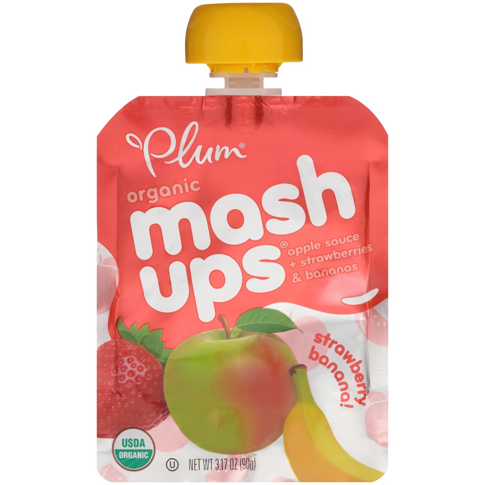 slide 1 of 2, Plum Organics Mashups Apple Sauce with Strawberry and Banana, 3.17 oz