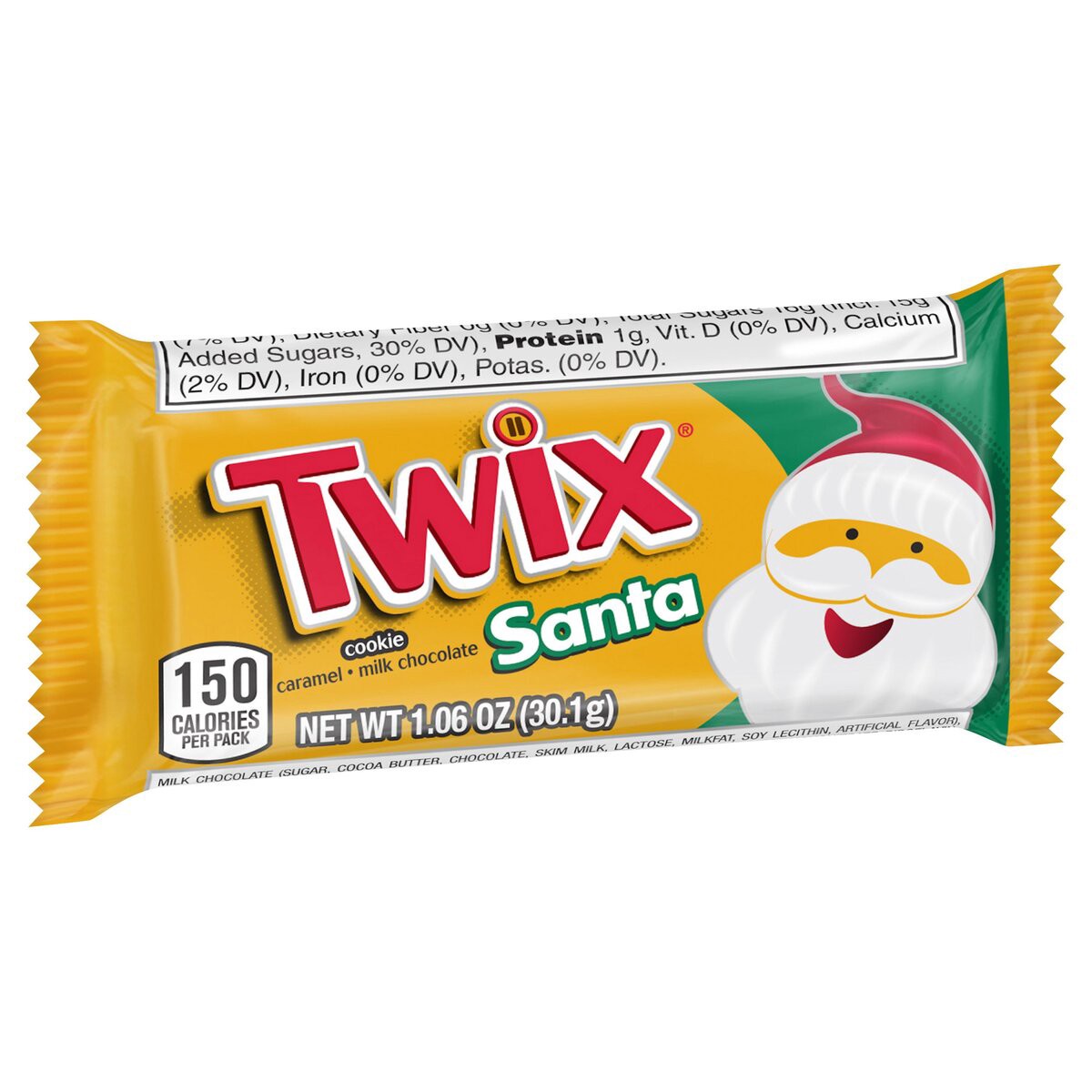 slide 7 of 8, TWIX Caramel Cookie Santa Full Size Christmas Chocolate Candy Bar, 1.06 oz, 1.06 oz