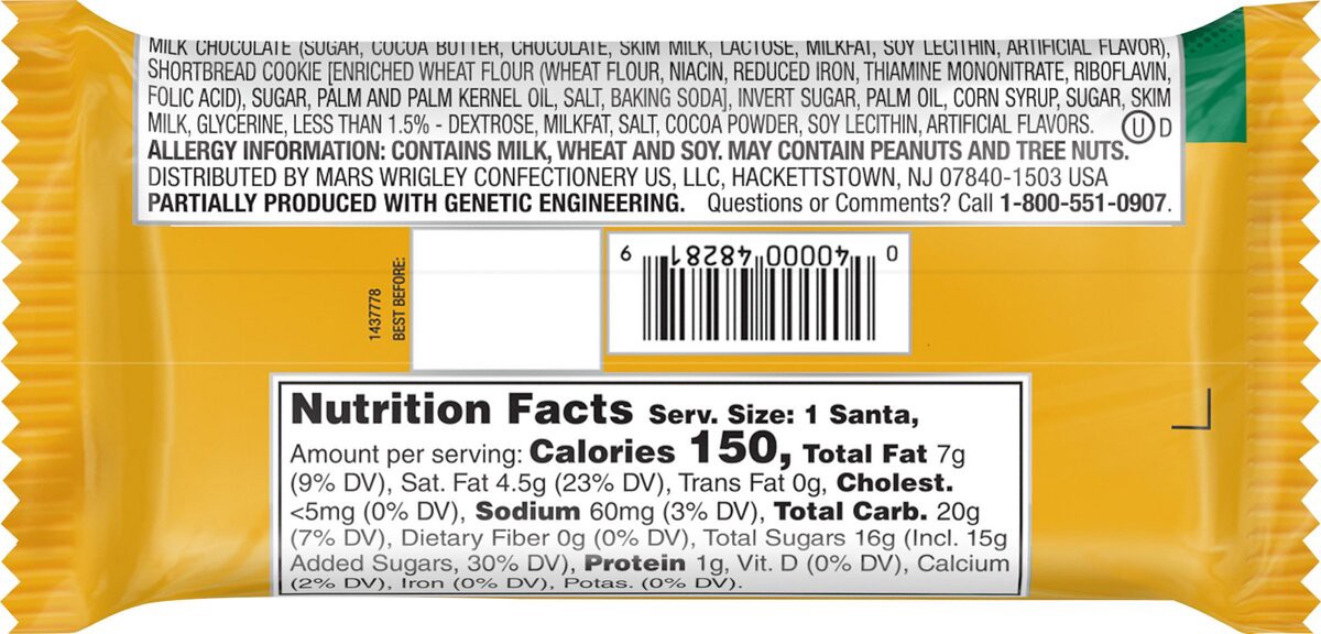 slide 6 of 8, TWIX Caramel Cookie Santa Full Size Christmas Chocolate Candy Bar, 1.06 oz, 1.06 oz