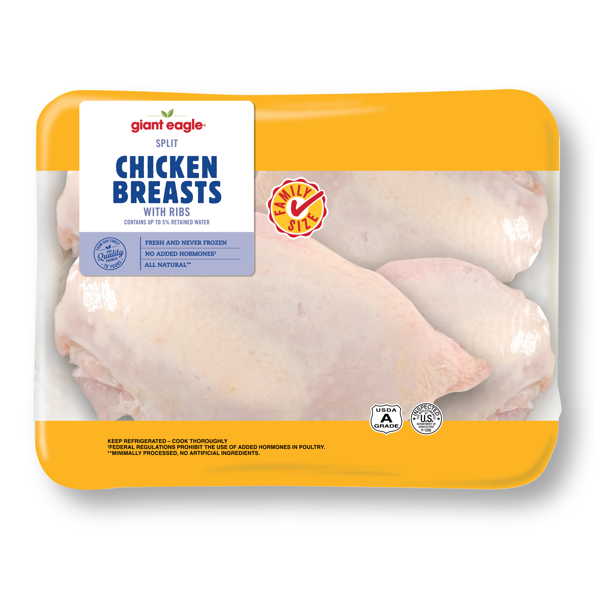 slide 1 of 1, Giant Eagle Chicken, Split Breasts with Ribs, per lb