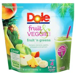 Dole Crafted Daily Fruit 'N Greens Smoothie Kit 4 - 7 oz Bags