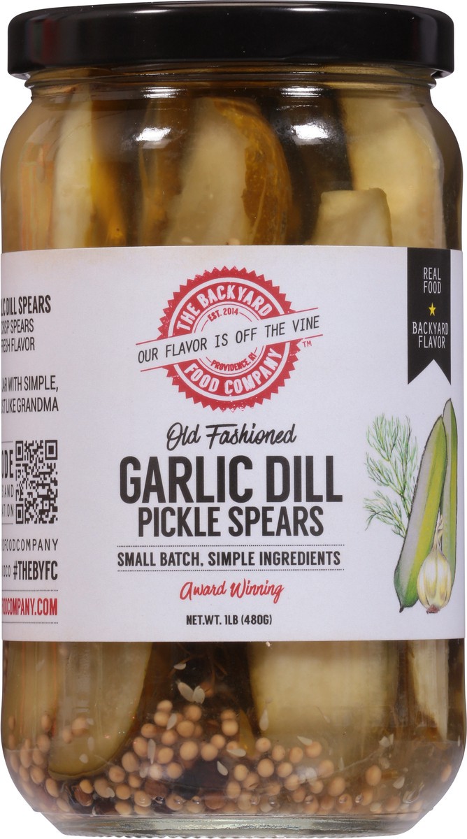 slide 4 of 13, The Backyard Food Company Old Fashioned Garlic Dill Pickle Spears 1 lb, 16 oz