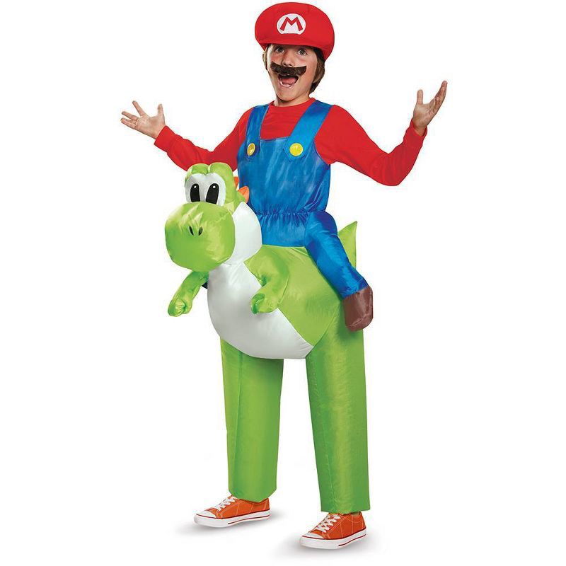 slide 1 of 6, Nintendo Kids' Super Mario Yoshi Inflatable Riding Halloween Costume One Size, 1 ct