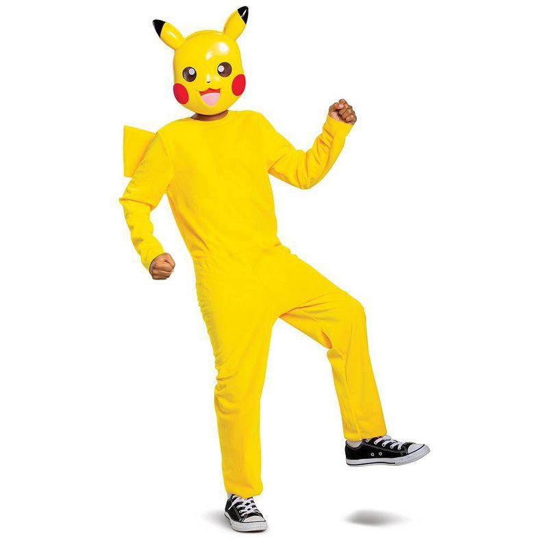 slide 1 of 6, Pokemon Kids' Pokémon Pikachu Classic Halloween Costume Jumpsuit M (7-8), 1 ct