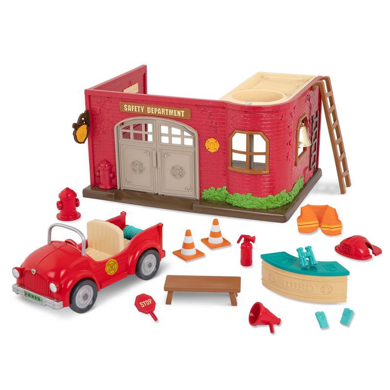 slide 5 of 6, Li'l Woodzeez Honeysuckle Safety Department – 16pc Toy Fire Station Playset, 16 ct