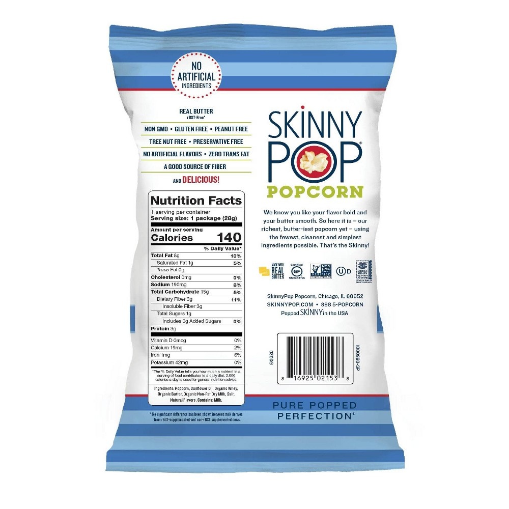 slide 2 of 4, SkinnyPop Butter Popcorn, 1 oz