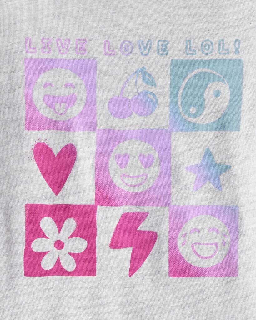 slide 2 of 2, Oshkosh Girls Live Love Long-Sleeve Graphic Tee - Grey Grey S, 1 ct