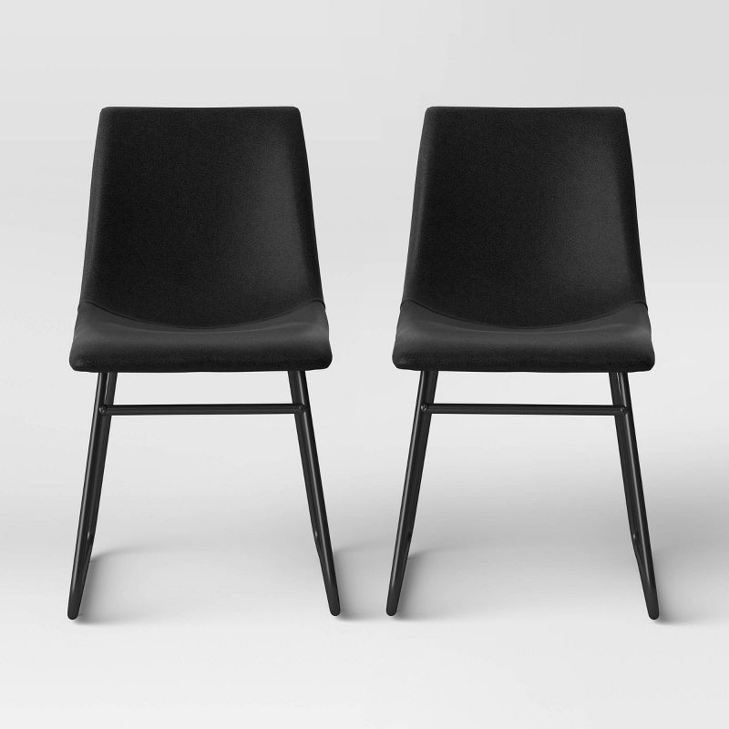 slide 2 of 5, 2pk Bowden Faux Leather Dining Chairs Black - Threshold™: Modern Upholstered, Plywood Frame, 250lb Capacity, 2 ct, 250 lb