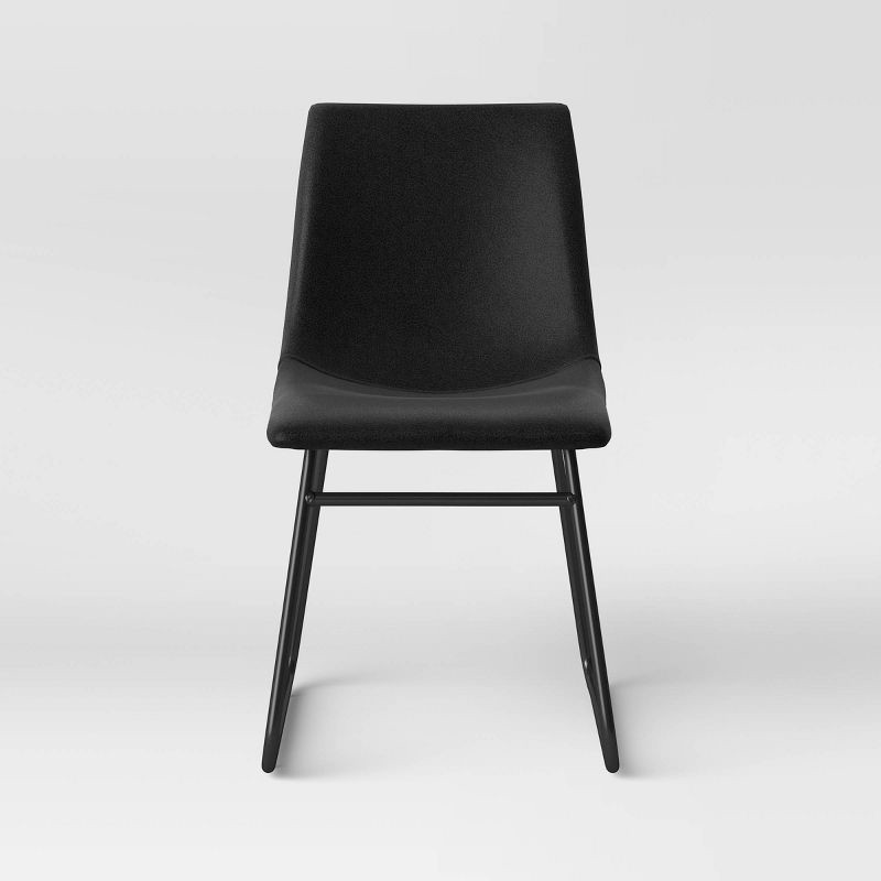 slide 3 of 5, 2pk Bowden Faux Leather Dining Chairs Black - Threshold™: Modern Upholstered, Plywood Frame, 250lb Capacity, 2 ct, 250 lb