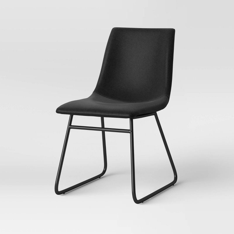 slide 4 of 5, 2pk Bowden Faux Leather Dining Chairs Black - Threshold™: Modern Upholstered, Plywood Frame, 250lb Capacity, 2 ct, 250 lb