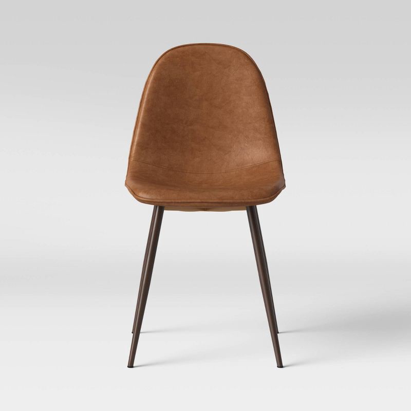slide 3 of 5, 2pk Copley Dining Chairs Caramel Faux Leather - Threshold™: Mid-Century Modern, Plywood Frame, Spot Clean, 2 ct