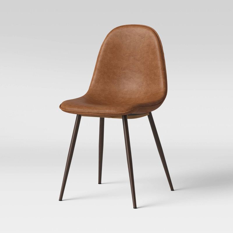 slide 4 of 5, 2pk Copley Dining Chairs Caramel Faux Leather - Threshold™: Mid-Century Modern, Plywood Frame, Spot Clean, 2 ct