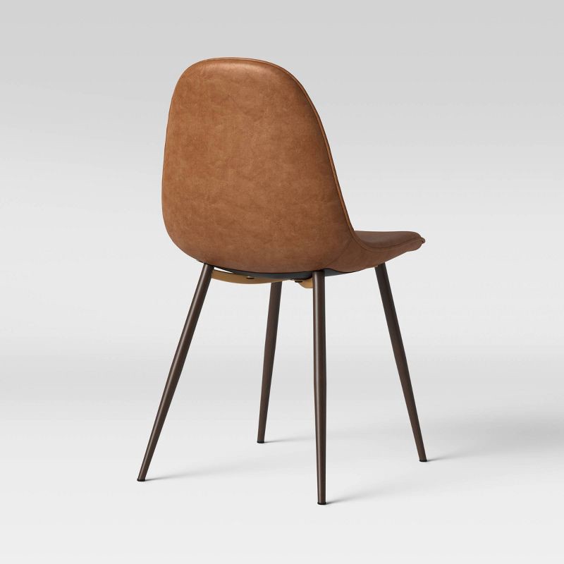 slide 5 of 5, 2pk Copley Dining Chairs Caramel Faux Leather - Threshold™: Mid-Century Modern, Plywood Frame, Spot Clean, 2 ct