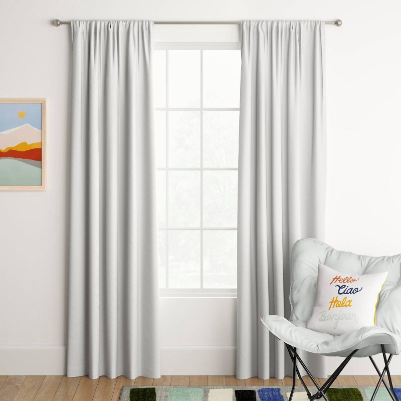 slide 2 of 5, 42"x63" Room Darkening Heathered Window Curtain Panel White - Room Essentials™, 1 ct