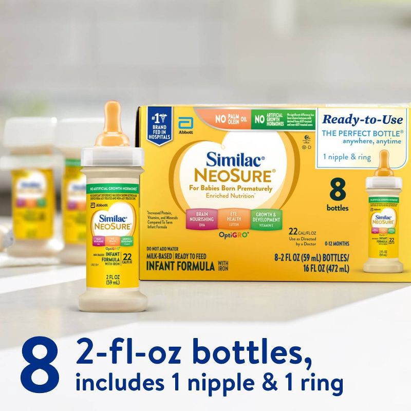 slide 9 of 11, Similac Neosure Ready to Feed Infant Formula Bottles - 2 fl oz Each/8ct, 8 ct; 2 fl oz
