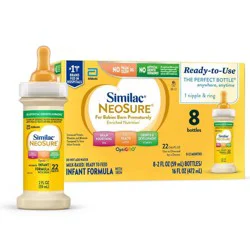 Similac Neosure Ready to Feed Infant Formula Bottles - 2 fl oz Each/8ct: Kosher, Halal, Brain Development