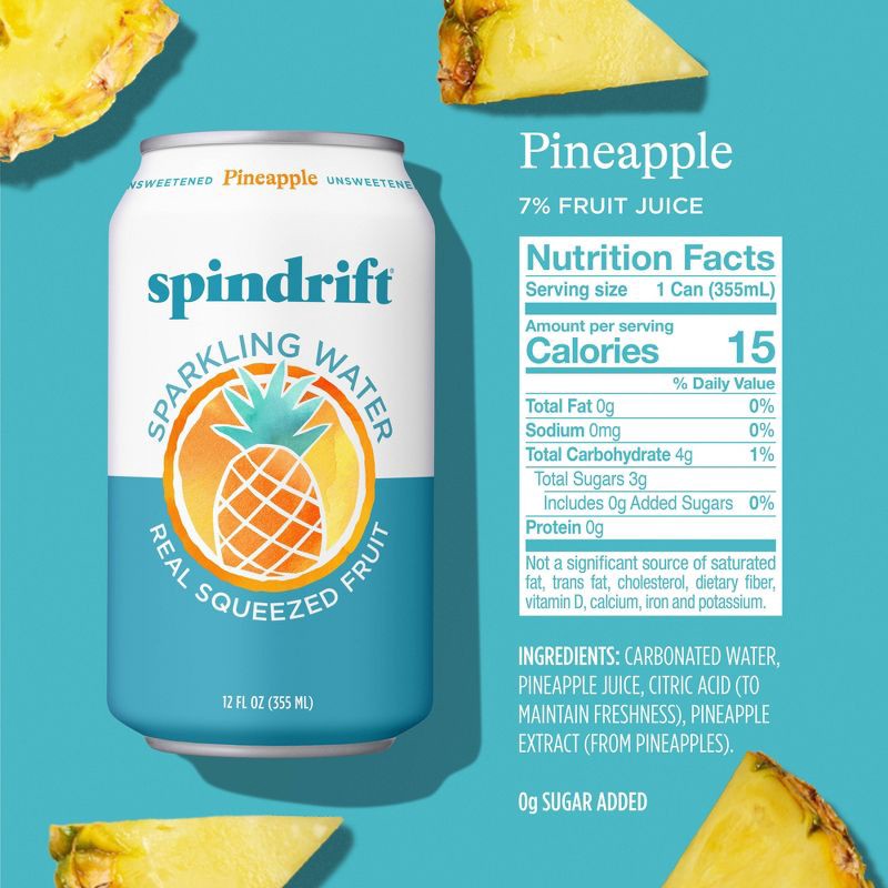 slide 2 of 6, Spindrift Pineapple Sparkling Water - 8pk/12 fl oz Cans, 8 ct; 12 fl oz