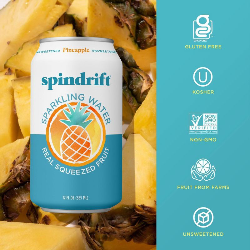 slide 3 of 6, Spindrift Pineapple Sparkling Water - 8pk/12 fl oz Cans, 8 ct; 12 fl oz