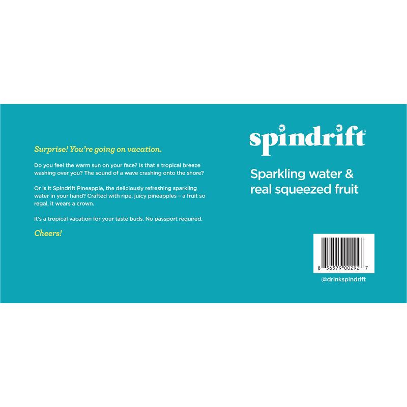 slide 5 of 5, Spindrift Pineapple Sparkling Water - 8pk/12 fl oz Cans, 8 ct; 12 fl oz