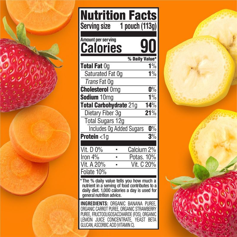 slide 4 of 6, Happy Baby HappyTot Super Bellies Organic Bananas Carrots & Strawberries Baby Food Pouch - 4oz, 4 oz