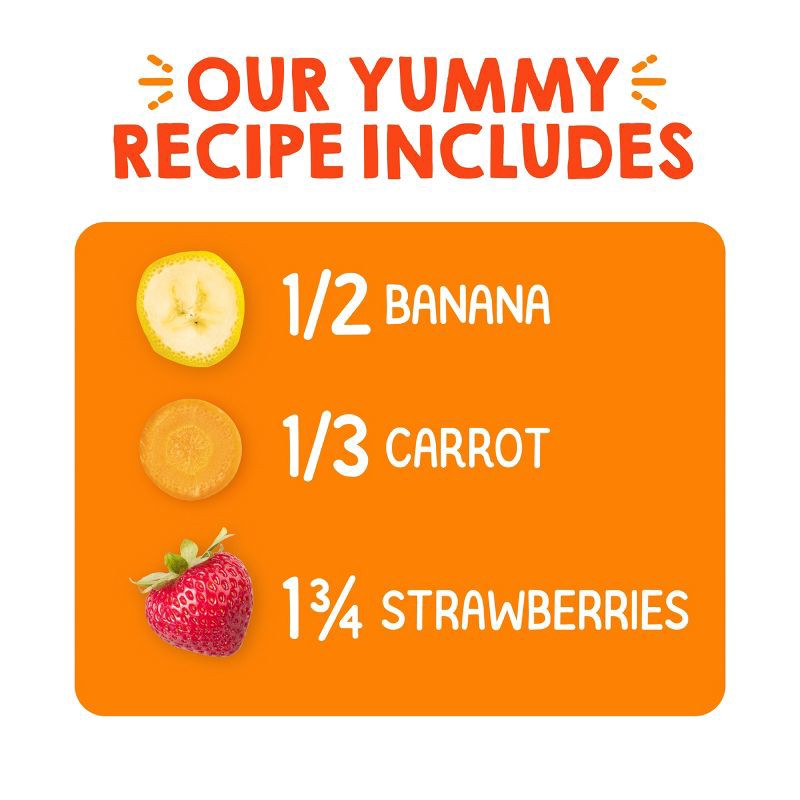 slide 5 of 6, Happy Baby HappyTot Super Bellies Organic Bananas Carrots & Strawberries Baby Food Pouch - 4oz, 4 oz