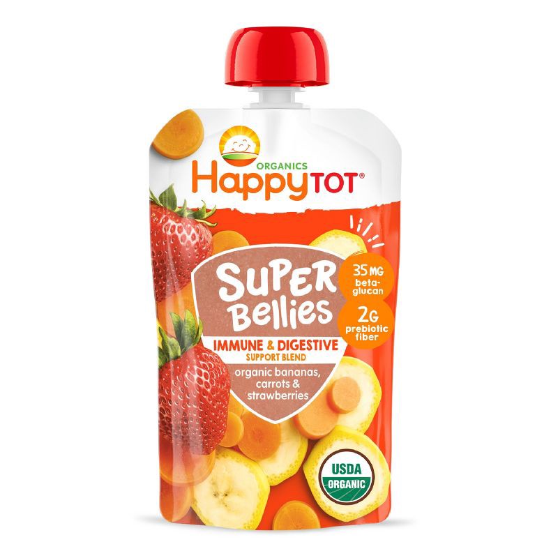 slide 1 of 3, Happy Family HappyTot Super Bellies Organic Bananas Carrots & Strawberries Baby Food Pouch - 4oz, 4 oz