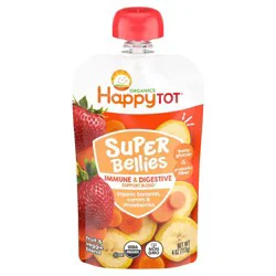HappyTot Happy Tot Super Bellies Organic Bananas, Carrots & Strawberries Toddler Pouch - 4oz: Vegan, Ready to Eat
