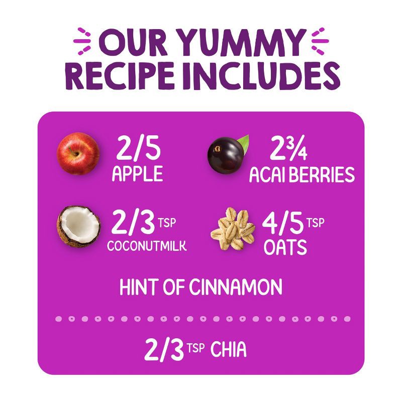 slide 3 of 6, Happy Baby HappyTot Super Morning Organic Apples Acai Coconut Milk & Oats with Super Chia Baby Food Pouch - 4oz, 4 oz