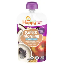 HappyTot Happy Tot Super Morning Dairy-Free Organic Apples, Acai, Coconut Milk, Oats & Chia Toddler Pouch - 4oz