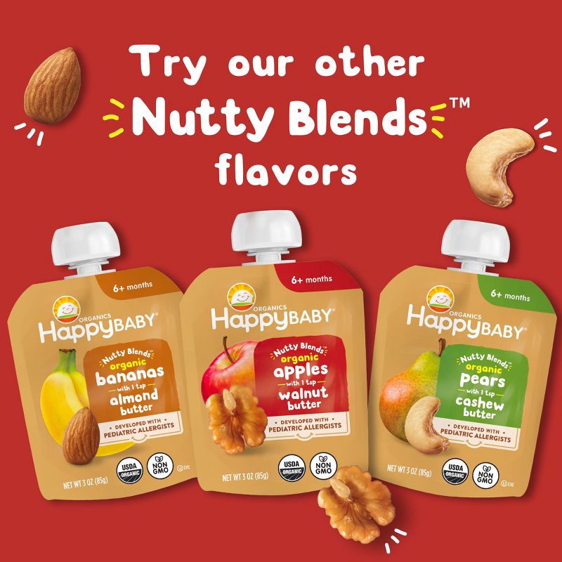 slide 5 of 7, Happy Baby Nutty Blends Organic Bananas & Almond Butter Baby Food Pouch - 3oz, 3 oz