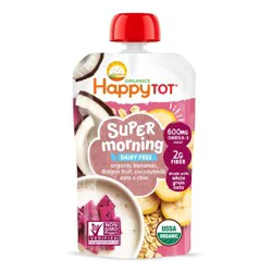 Happy Baby HappyTot Super Morning Organic Bananas Dragonfruit Coconut Milk & Oats with Super Chia Baby Food Pouch - 4oz