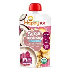 Happy Baby HappyTot Super Morning Organic Bananas Dragonfruit Coconut Milk & Oats with Super Chia Baby Food Pouch - 4oz
