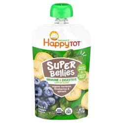 HappyTot Happy Tot Super Bellies Organic Bananas, Spinach & Blueberries Toddler Pouch - 4oz: USDA Organic Certified Puree