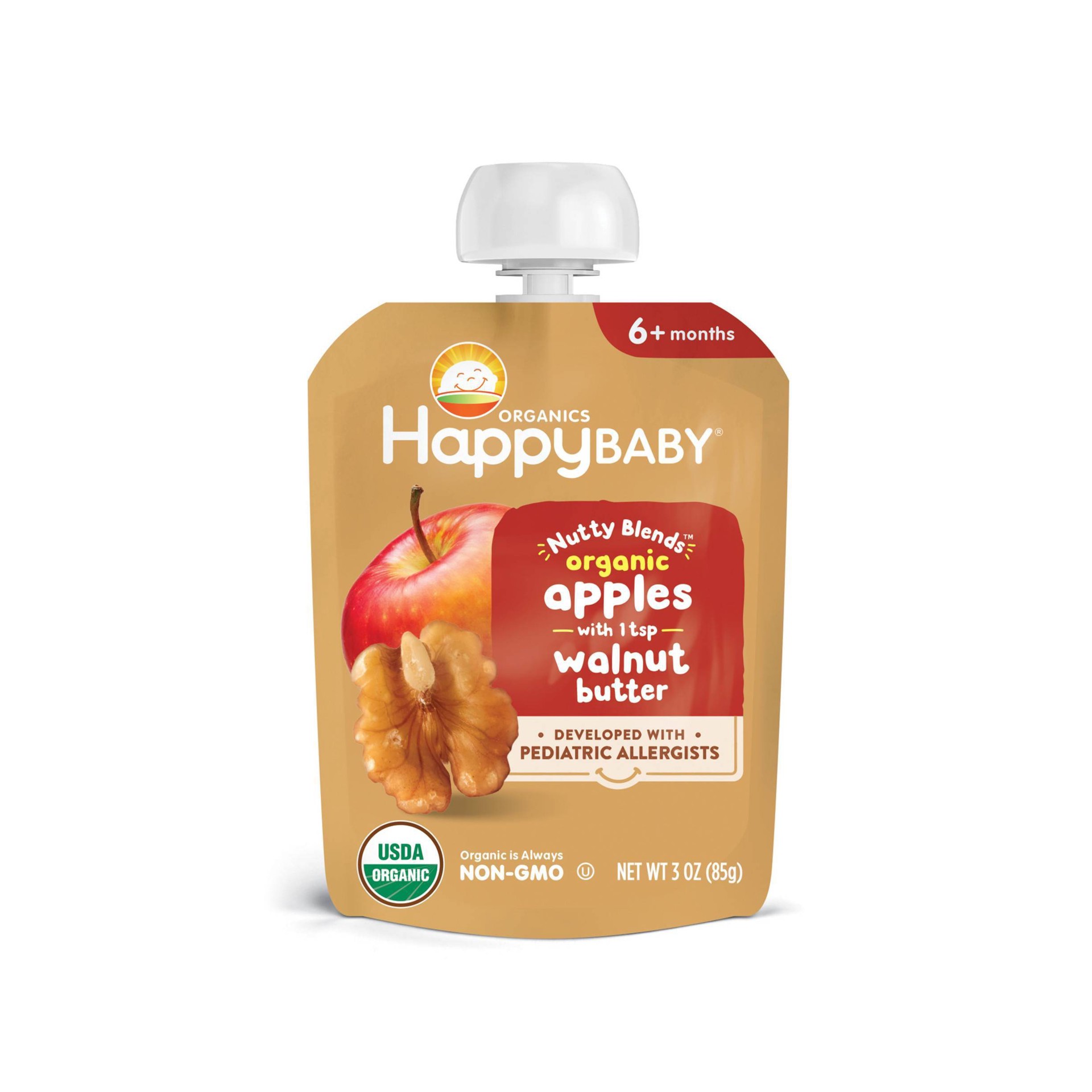 slide 1 of 2, HappyBaby Nutty Blends Organic Apple & Walnut Butter Baby Food Pouch - 3oz, 3 oz