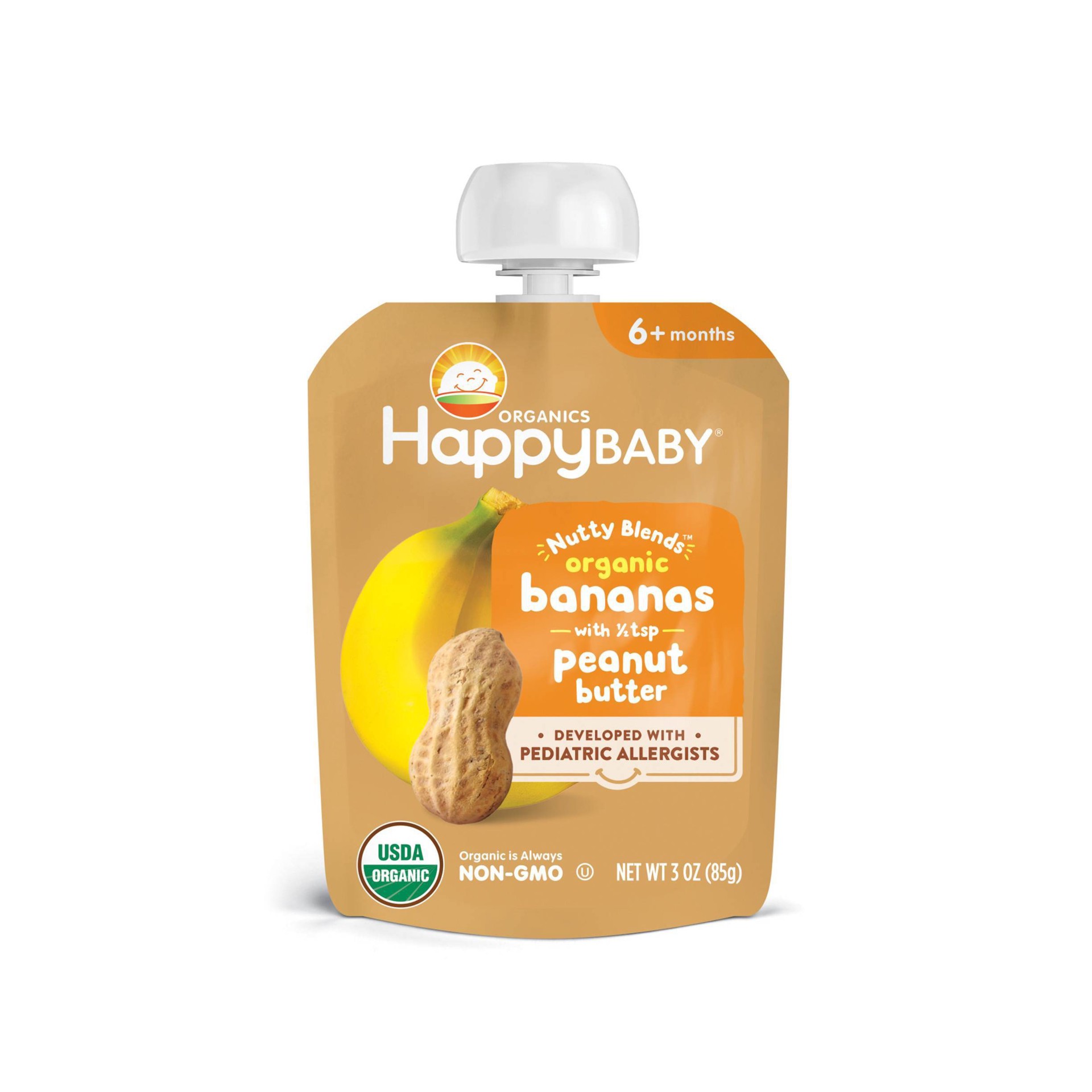 slide 1 of 2, HappyBaby Nutty Blends Organic Banana & Peanut Butter Baby Food Pouch - 3oz, 3 oz