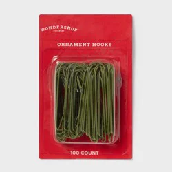 100ct Christmas Ornament Hook Dark Green - Wondershop™