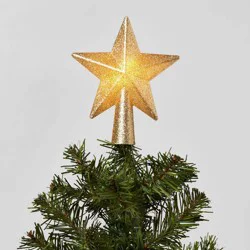 Gold Glitter Mini Christmas Tree Topper, LED, Indoor Use, 4.69&quot; - Wondershop™