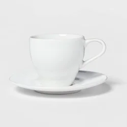 3.4oz Porcelain Espresso Cup with Saucer White - Threshold™: Traditional Style, Dishwasher & Microwave Safe