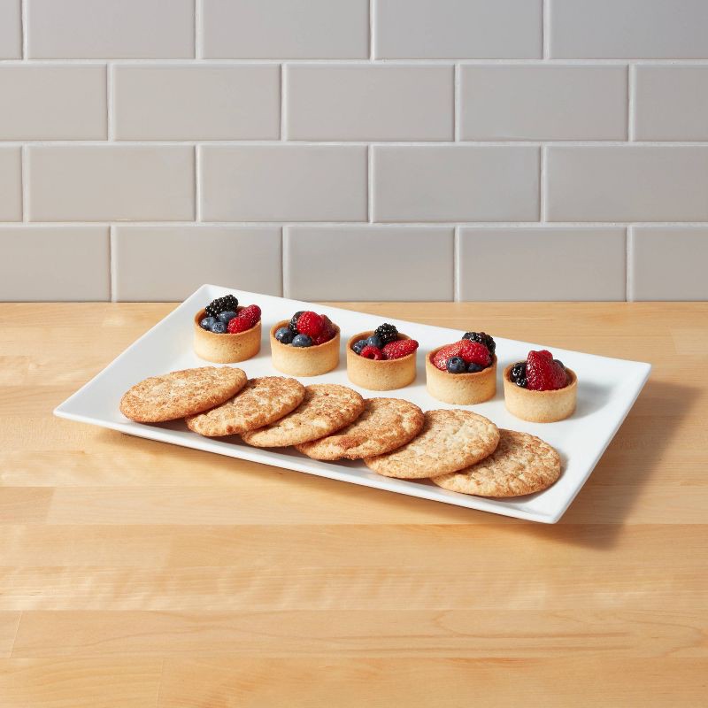 slide 2 of 3, 16" x 10" Porcelain Rectangular Rimmed Serving Platter White - Threshold™: Traditional Rectangle Serving Dish, 1 ct