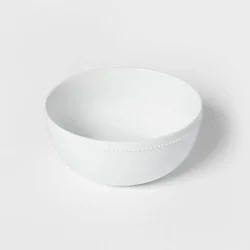 128oz Ceramic Beaded Serving Bowl White - Threshold™: Large Round Porcelain, Microwave & Dishwasher Safe, Traditional Style