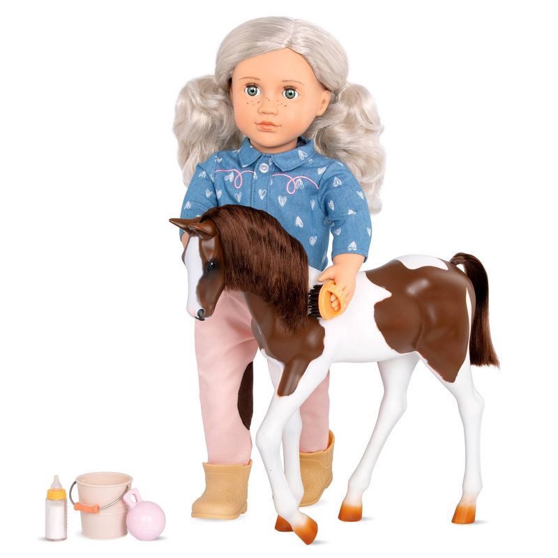 slide 3 of 5, Our Generation 18" Equestrian Doll & Horse Set - Yanira with Foal, 1 ct