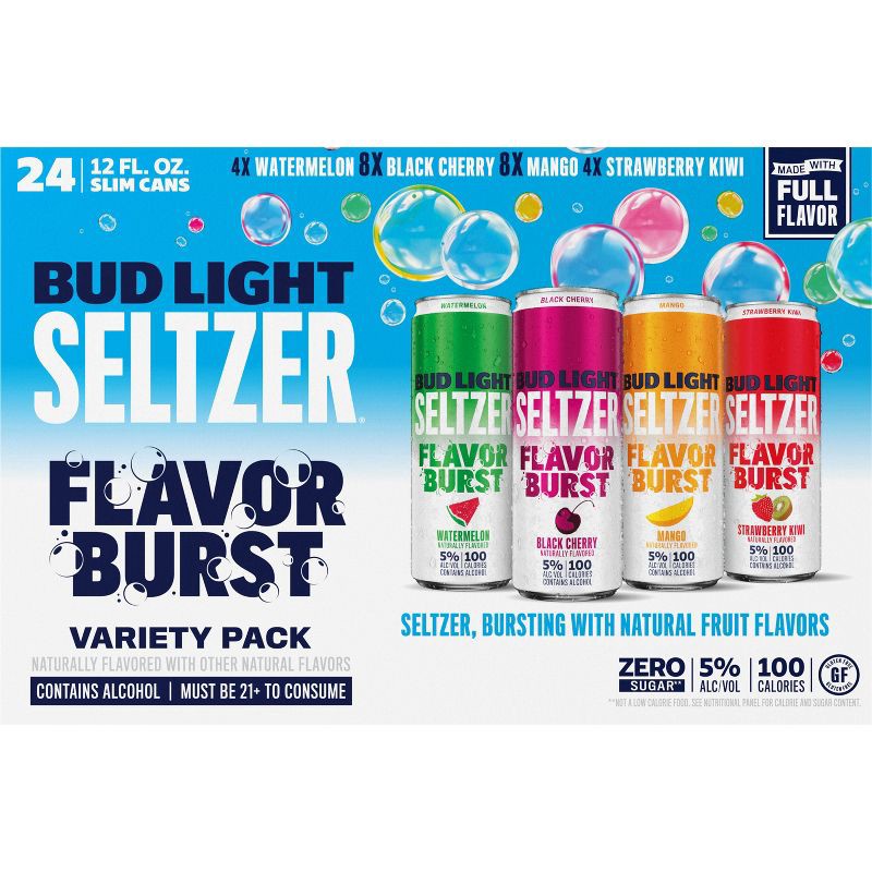 slide 5 of 8, Bud Light Seltzer Bud Light Hard Seltzer Variety Pack - 24pk/12 fl oz Slim Cans, 24 ct; 12 fl oz