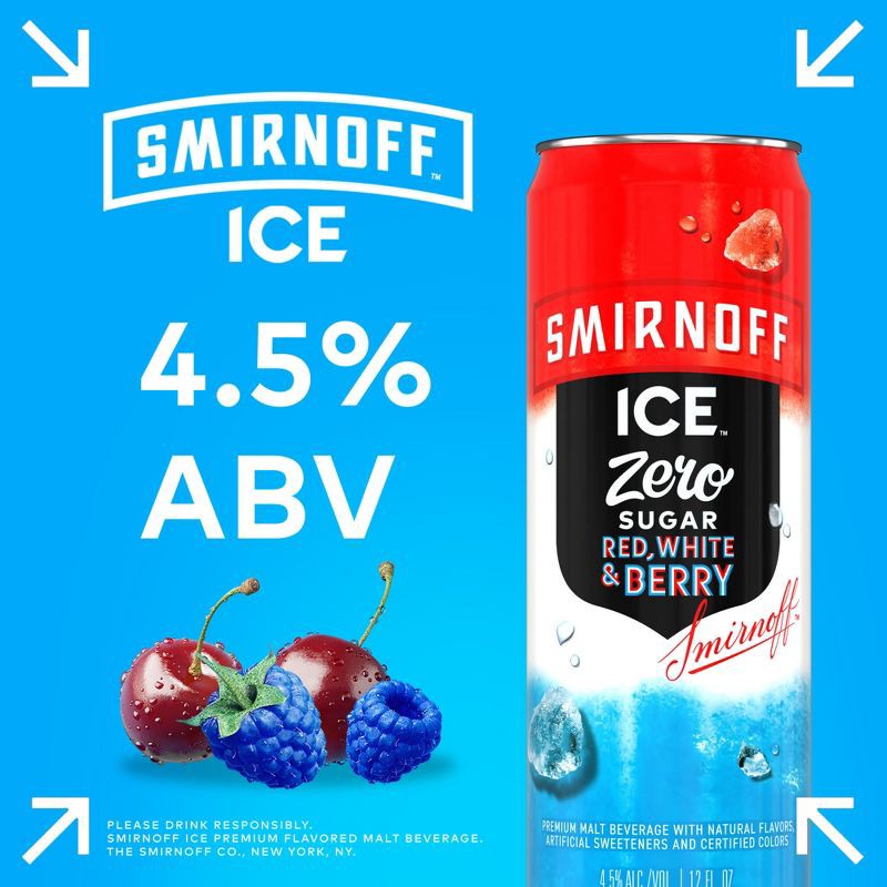 slide 2 of 10, Smirnoff Ice Smirnoff Zero Sugar Red White & Berry Variety Pack - 12pk/12 fl oz Cans, 12 ct; 12 fl oz