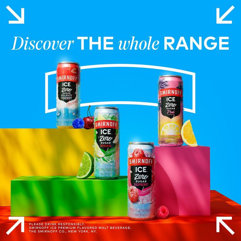 slide 6 of 10, Smirnoff Ice Smirnoff Zero Sugar Red White & Berry Variety Pack - 12pk/12 fl oz Cans, 12 ct; 12 fl oz