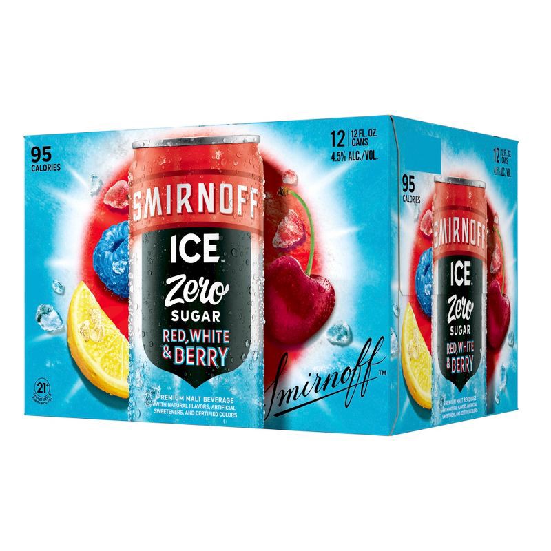 slide 10 of 10, Smirnoff Ice Smirnoff Zero Sugar Red White & Berry Variety Pack - 12pk/12 fl oz Cans, 12 ct; 12 fl oz