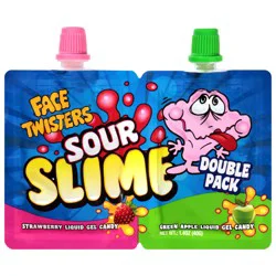 Face Twisters Sour Slime Double Pack, Strawberry/green