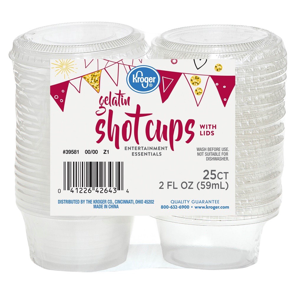 slide 1 of 1, Kroger Entertainment Essentials Gelatin Shot Cups With Lids - Clear, 25 ct
